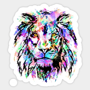 Colorful Lion - Lion Head Rainbow Sticker